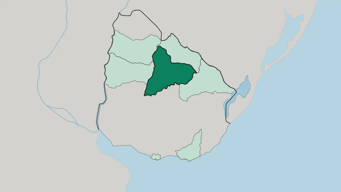 Map of Departamento de Tacuarembó in Uruguay