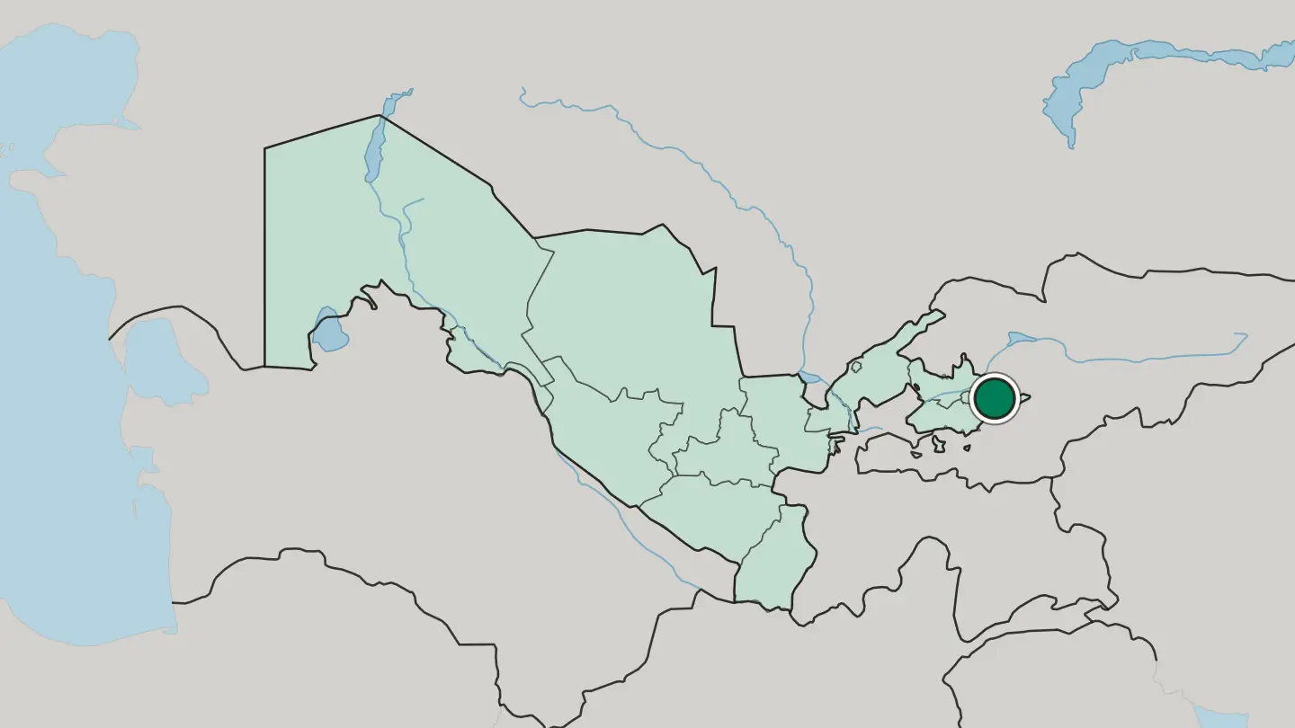 Map of Andijon in Uzbekistan