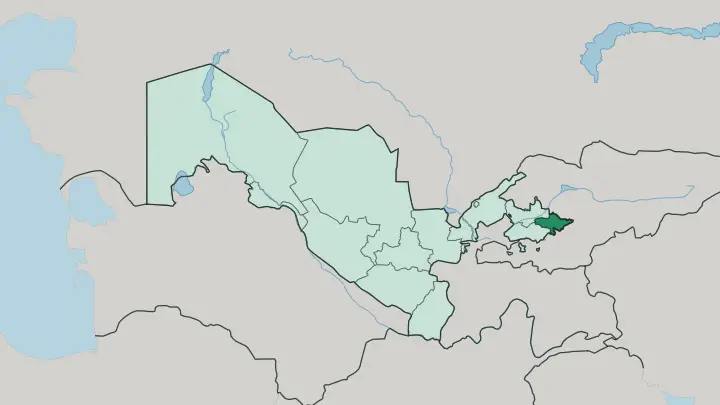 Map of Andijan Region in Uzbekistan