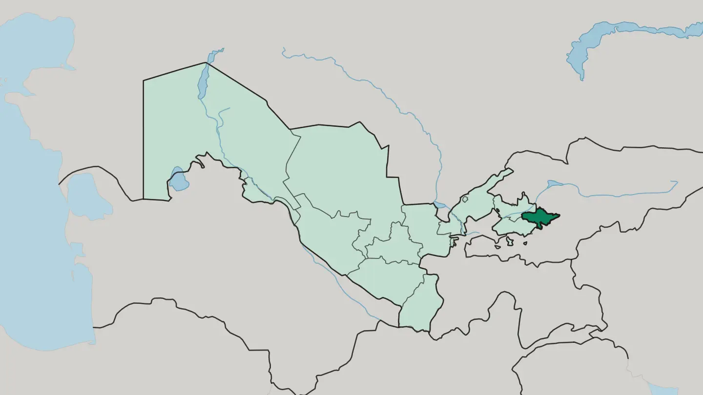 Map of Andijan Region in Uzbekistan
