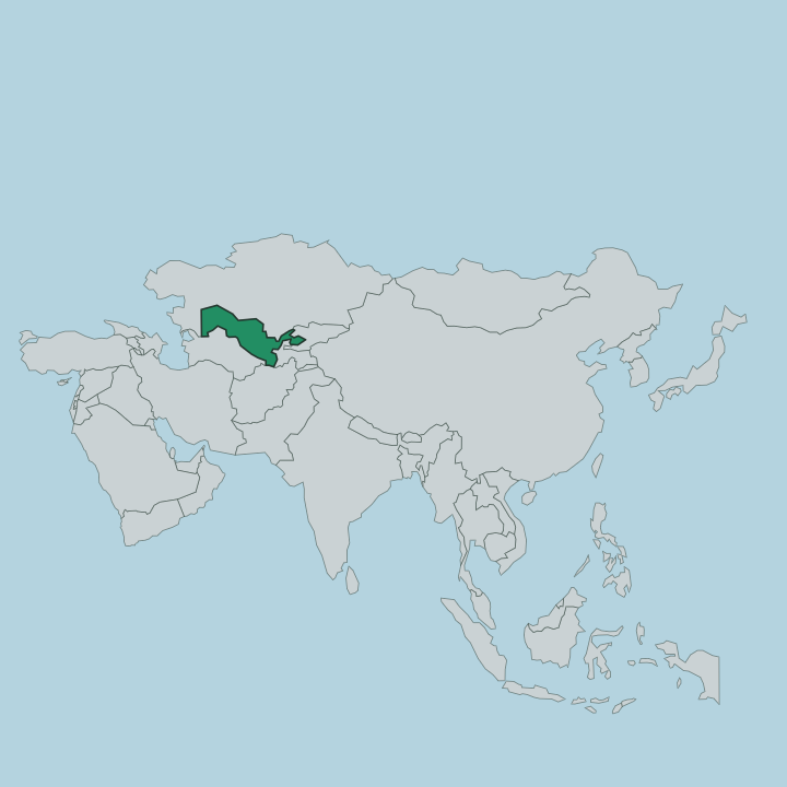 Map showing Uzbekistan — In Asia