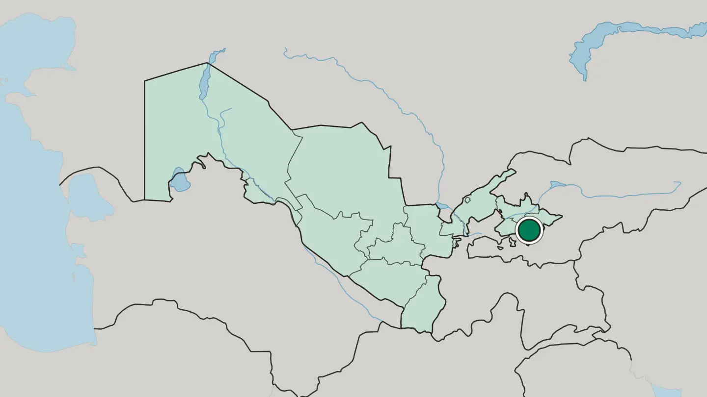 Map of Fergana in Uzbekistan