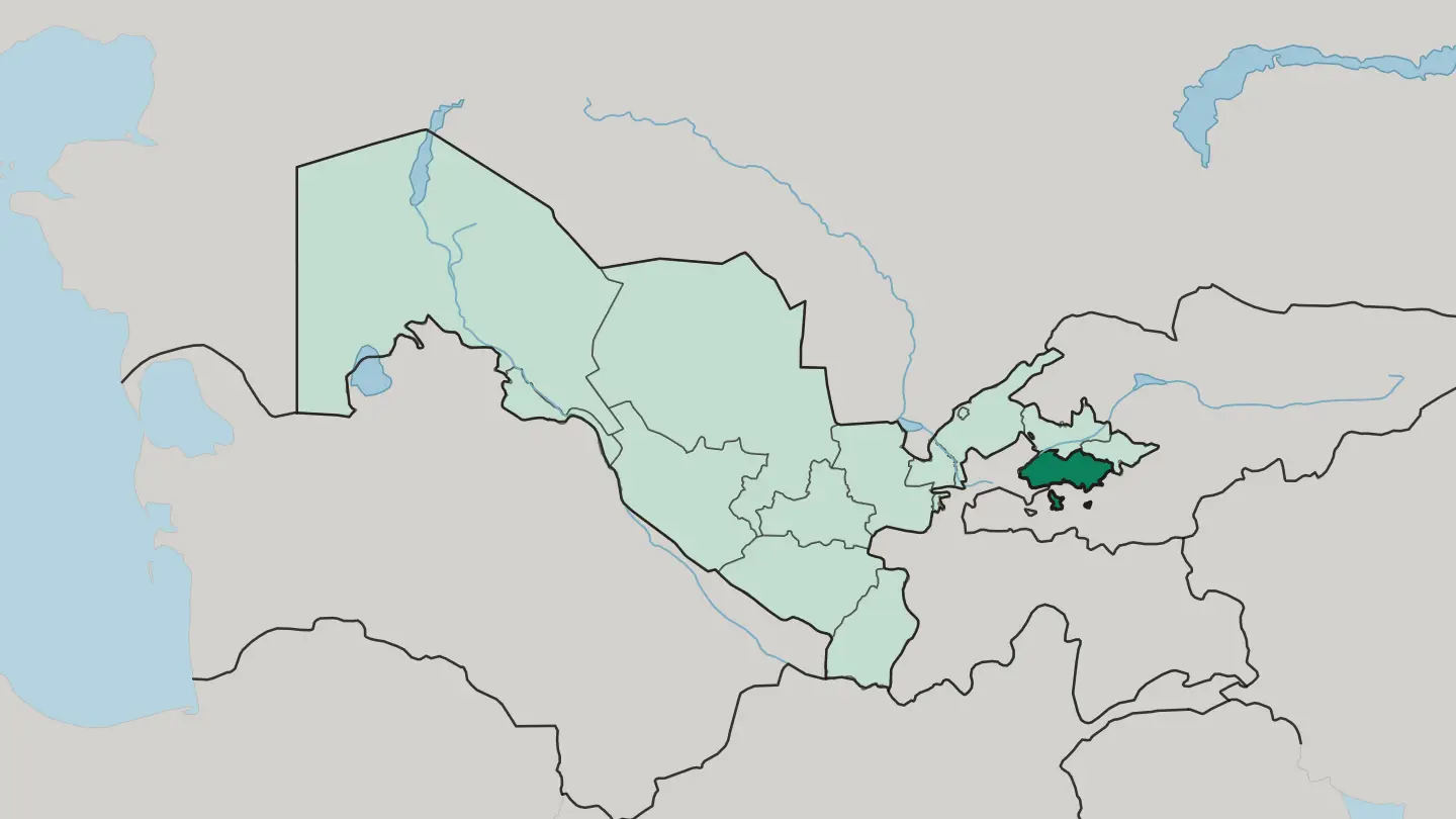 Map of Fergana Region in Uzbekistan