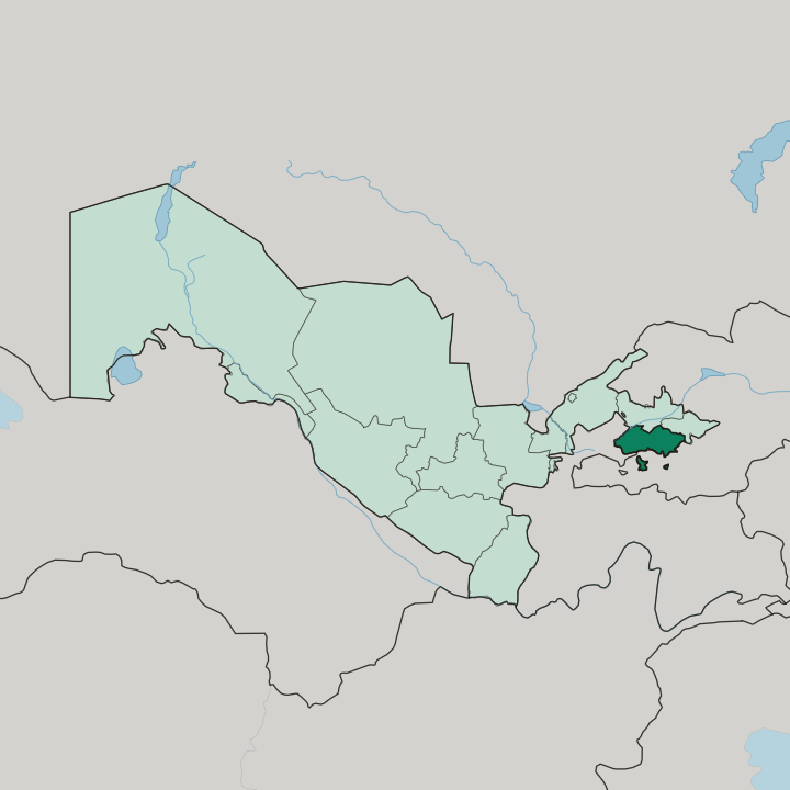 Map showing Fergana Region — In Uzbekistan