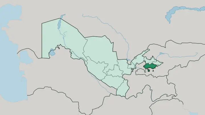 Map of Fergana Region in Uzbekistan