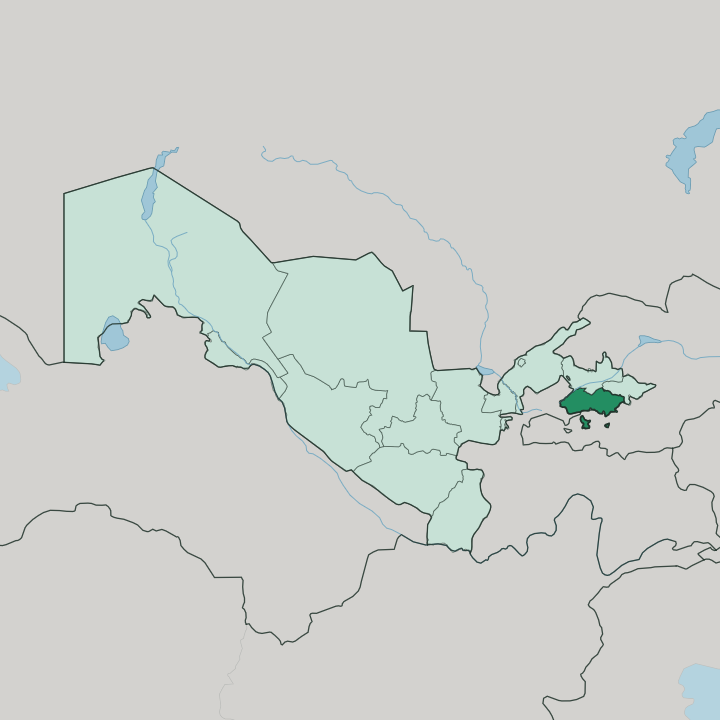 Map showing Fergana Region — In Uzbekistan