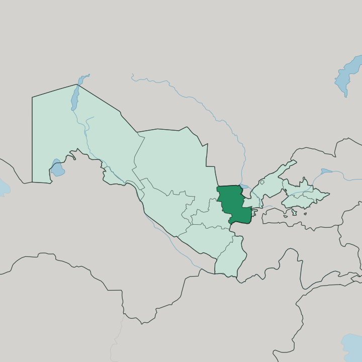 Map showing Jizzakh Region — In Uzbekistan