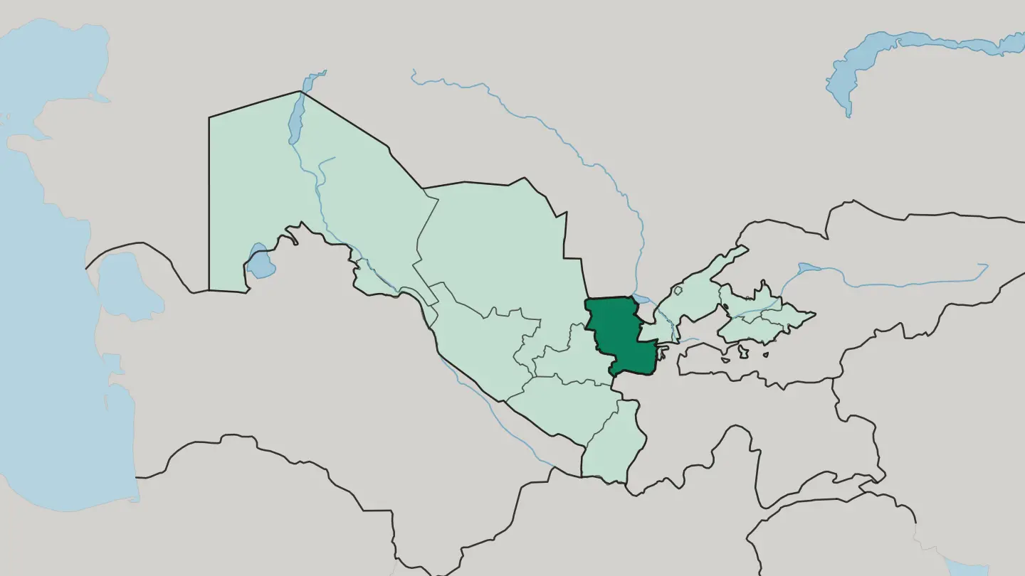 Map of Jizzakh Region in Uzbekistan