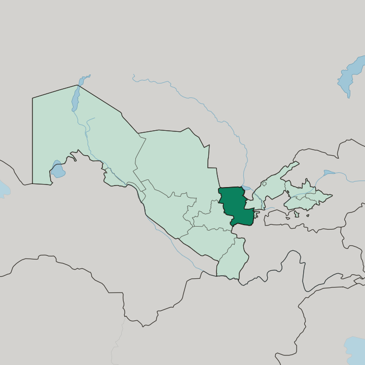Map showing Jizzakh Region — In Uzbekistan