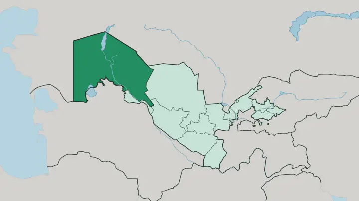 Map of Karakalpakstan in Uzbekistan