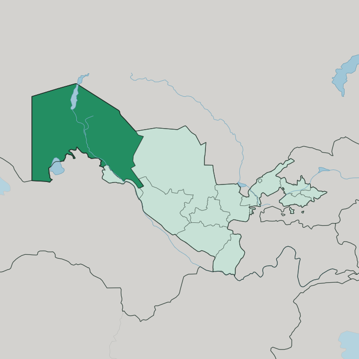 Map showing Karakalpakstan — In Uzbekistan