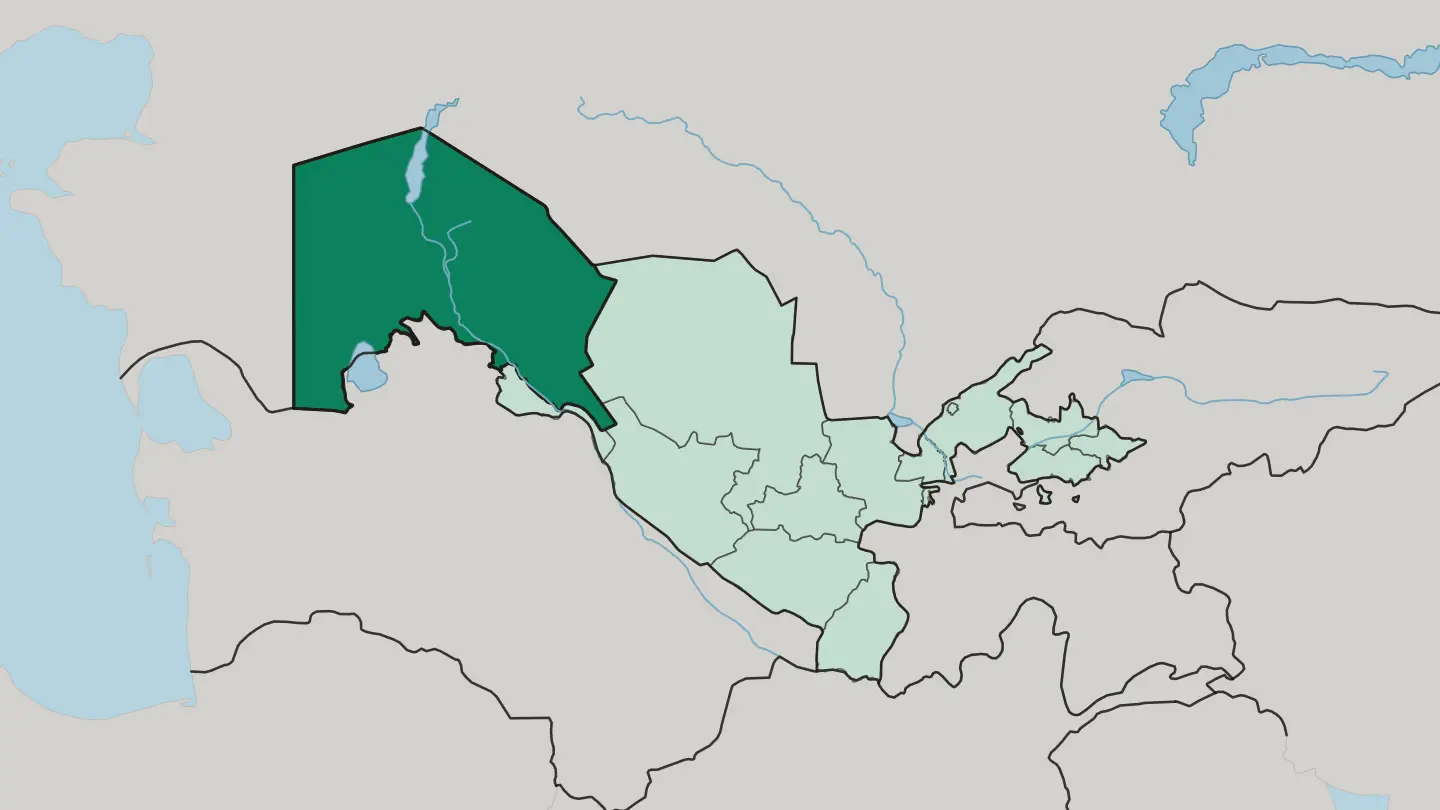 Map of Karakalpakstan in Uzbekistan