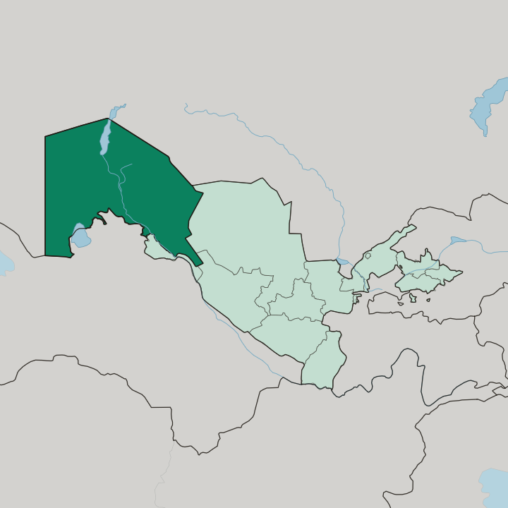 Map showing Karakalpakstan — In Uzbekistan