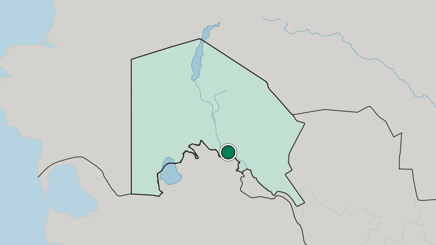 Map of Nukus in Uzbekistan