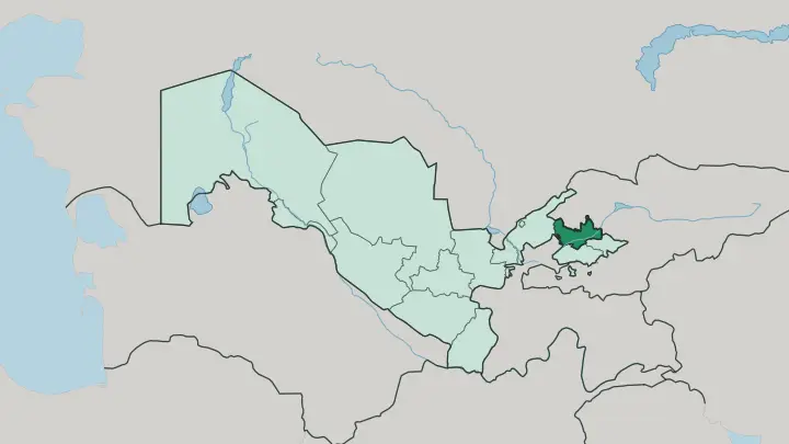 Map of Namangan Region in Uzbekistan
