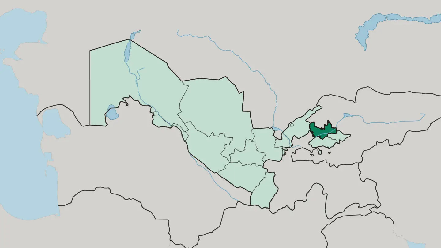 Map of Namangan Region in Uzbekistan