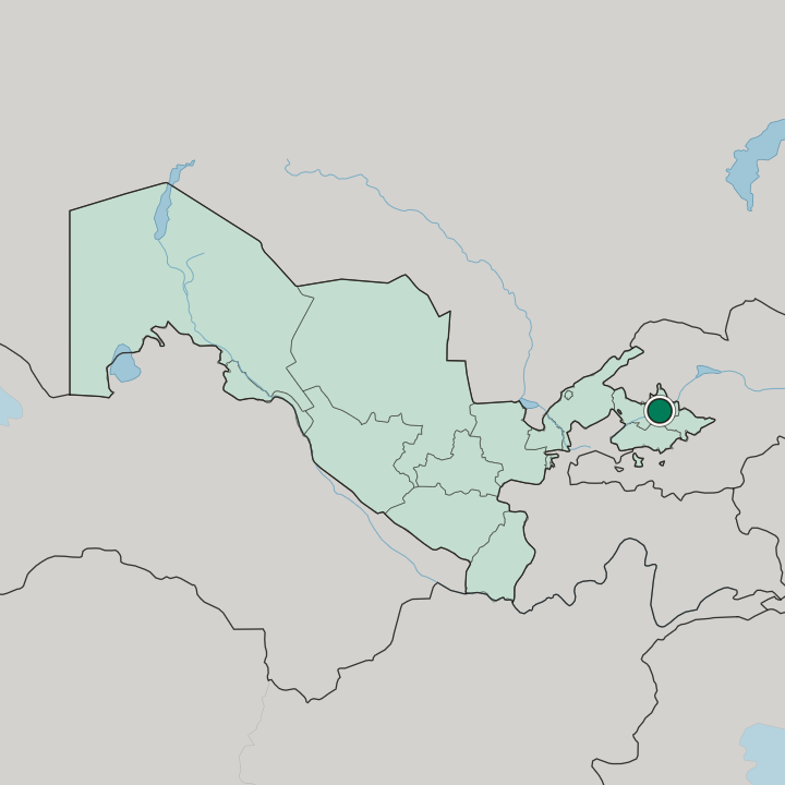 Map showing Namangan — In Uzbekistan