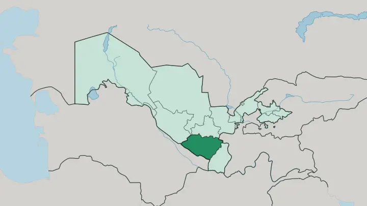 Map of Qashqadaryo Region in Uzbekistan