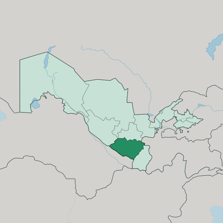 Map showing Qashqadaryo Region — In Uzbekistan