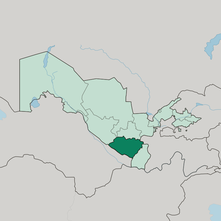 Map showing Qashqadaryo Region — In Uzbekistan