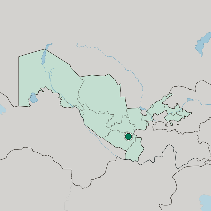 Map showing Shahrisabz — In Uzbekistan