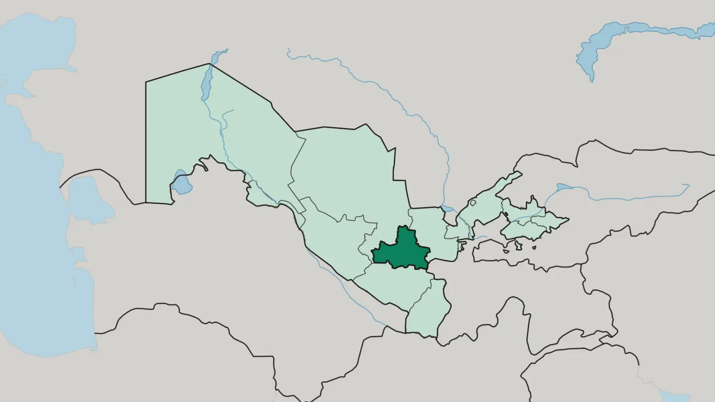 Map of Samarqand Region in Uzbekistan