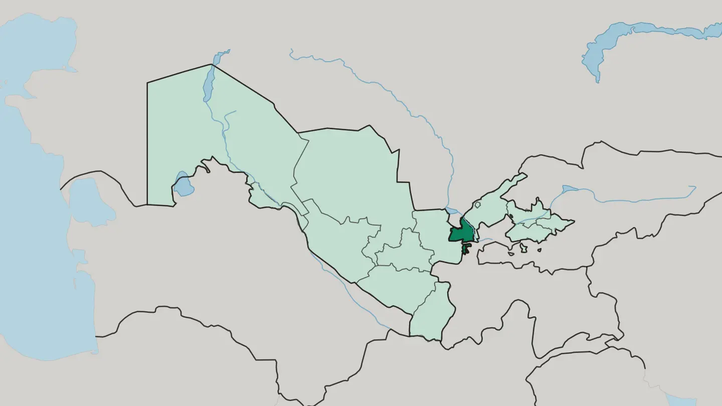 Map of Sirdaryo Region in Uzbekistan