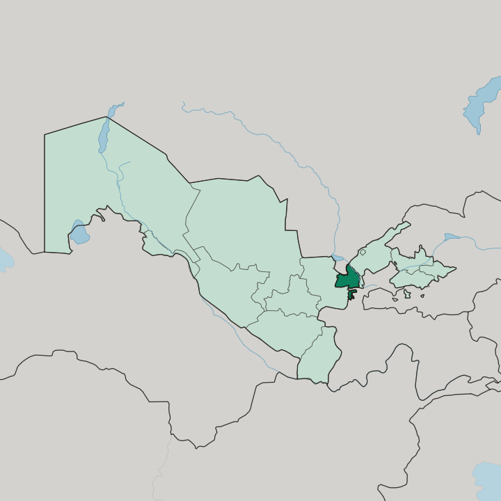 Map showing Sirdaryo Region — In Uzbekistan