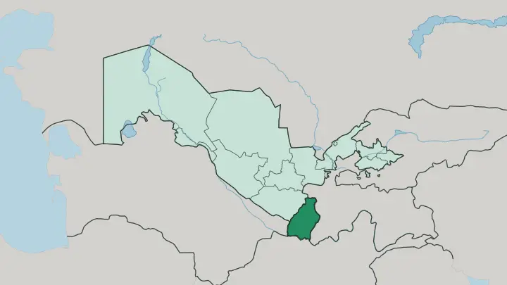 Map of Surxondaryo Region in Uzbekistan