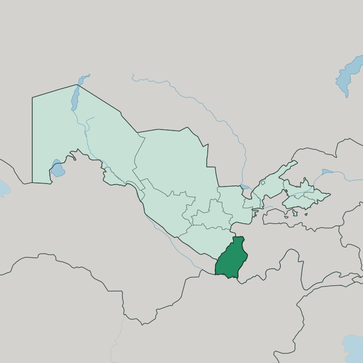 Map showing Surxondaryo Region — In Uzbekistan