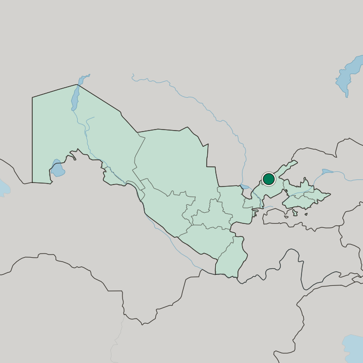 Map showing Chirchiq — In Uzbekistan