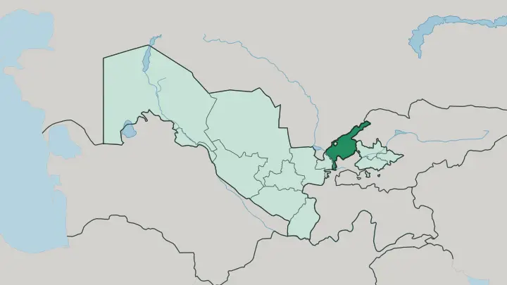 Map of Tashkent Region in Uzbekistan