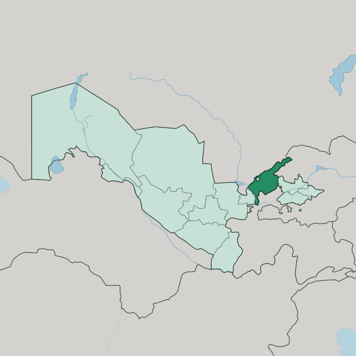 Map showing Tashkent Region — In Uzbekistan