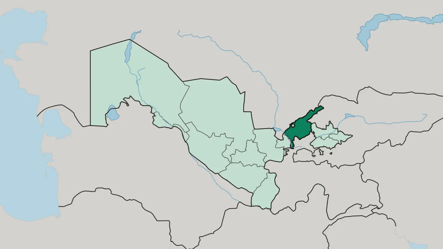 Map of Tashkent Region in Uzbekistan