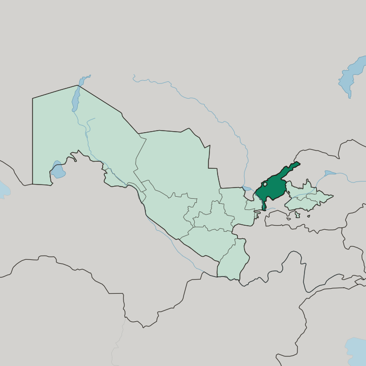 Map showing Tashkent Region — In Uzbekistan