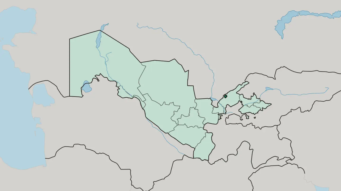 Map of Tashkent in Uzbekistan