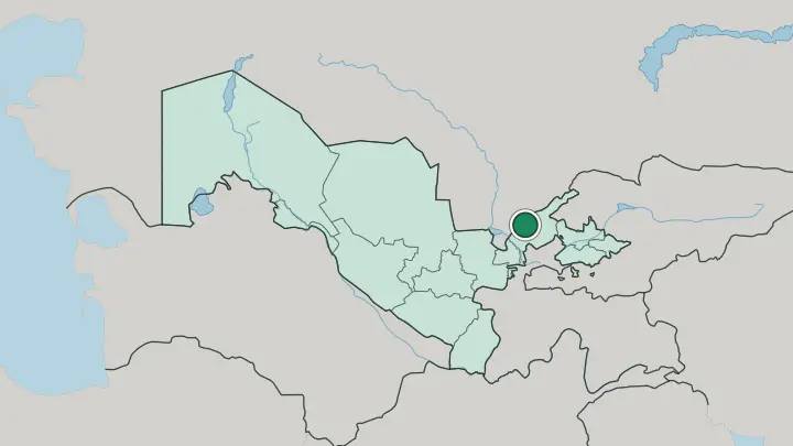 Map of Tashkent in Uzbekistan