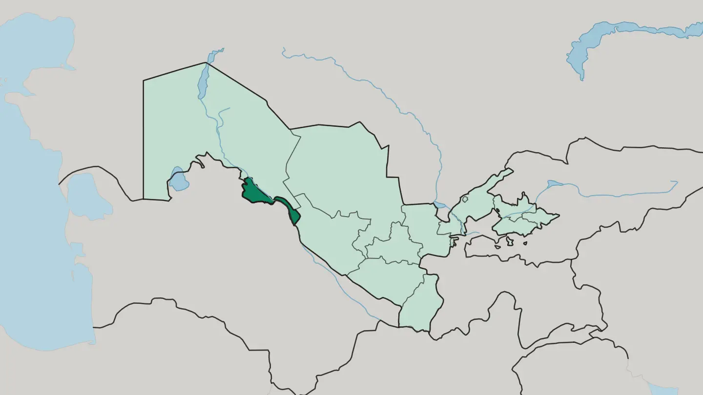 Map of Xorazm Region in Uzbekistan