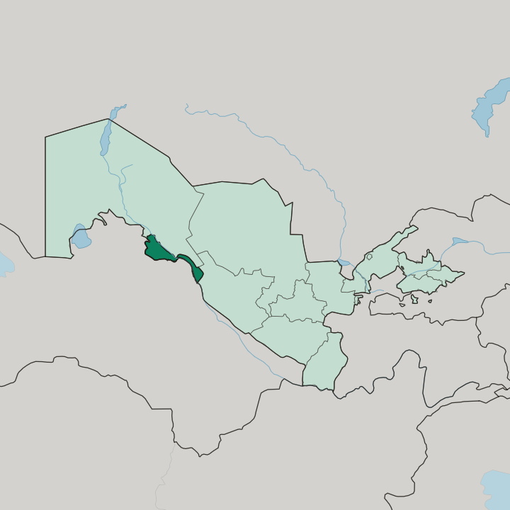 Map showing Xorazm Region — In Uzbekistan
