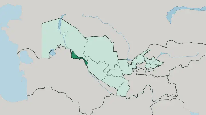 Map of Xorazm Region in Uzbekistan