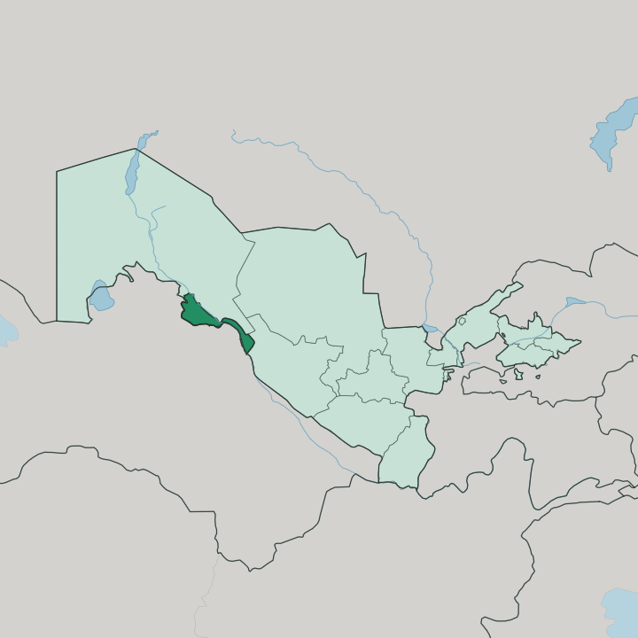 Map showing Xorazm Region — In Uzbekistan