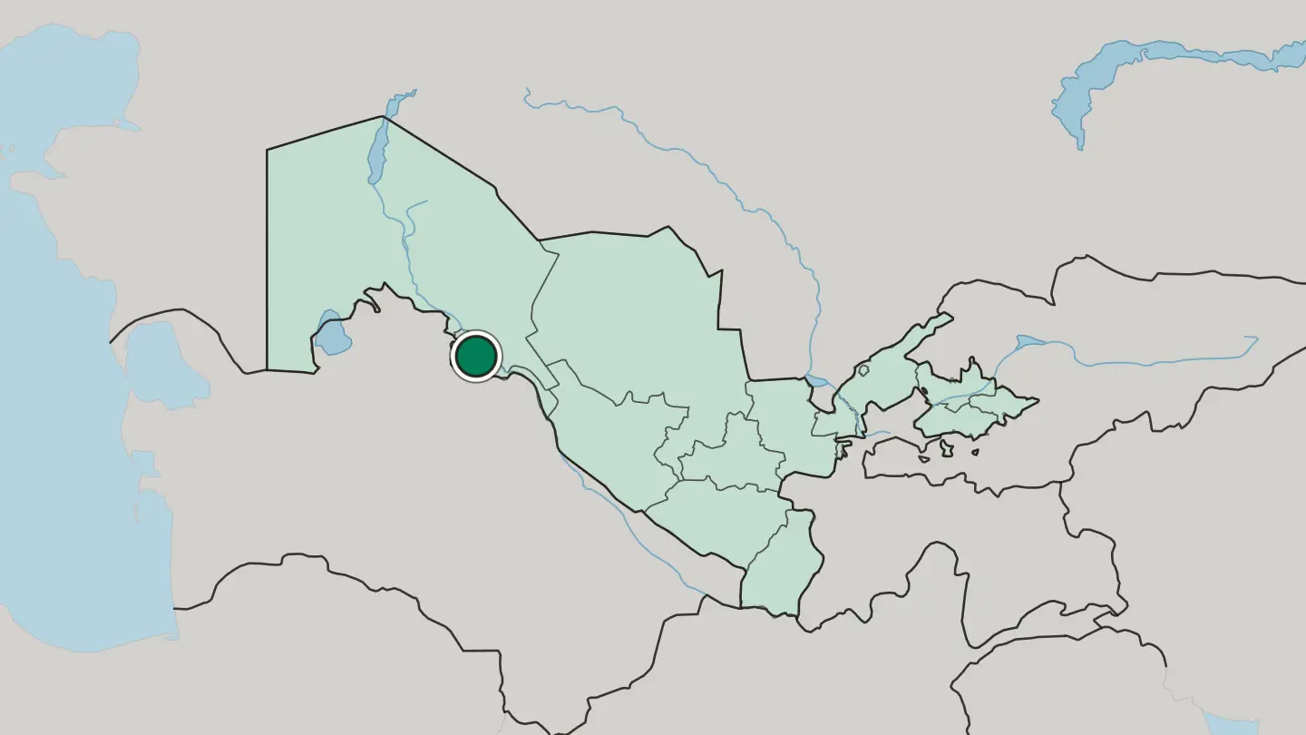 Map of Urganch in Uzbekistan