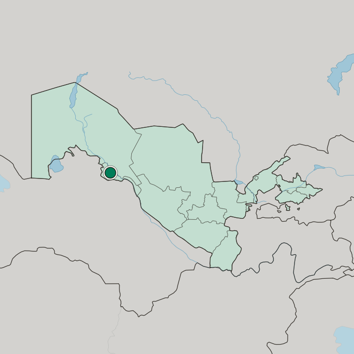 Map showing Urganch — In Uzbekistan