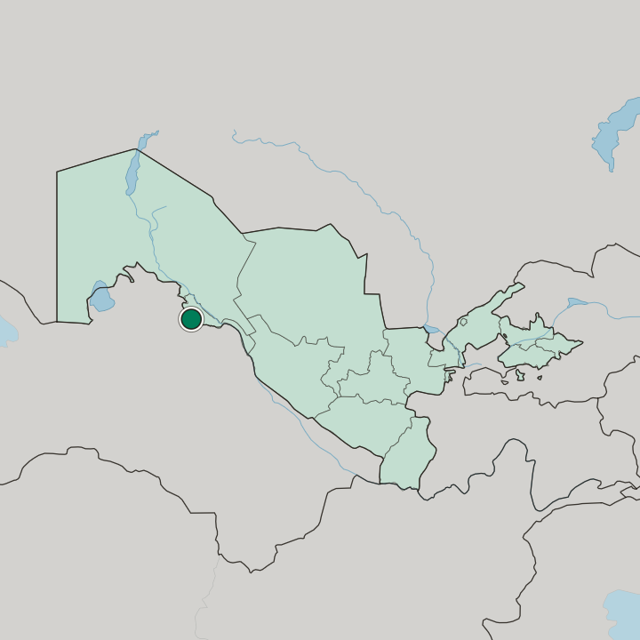 Map showing Xiva — In Uzbekistan