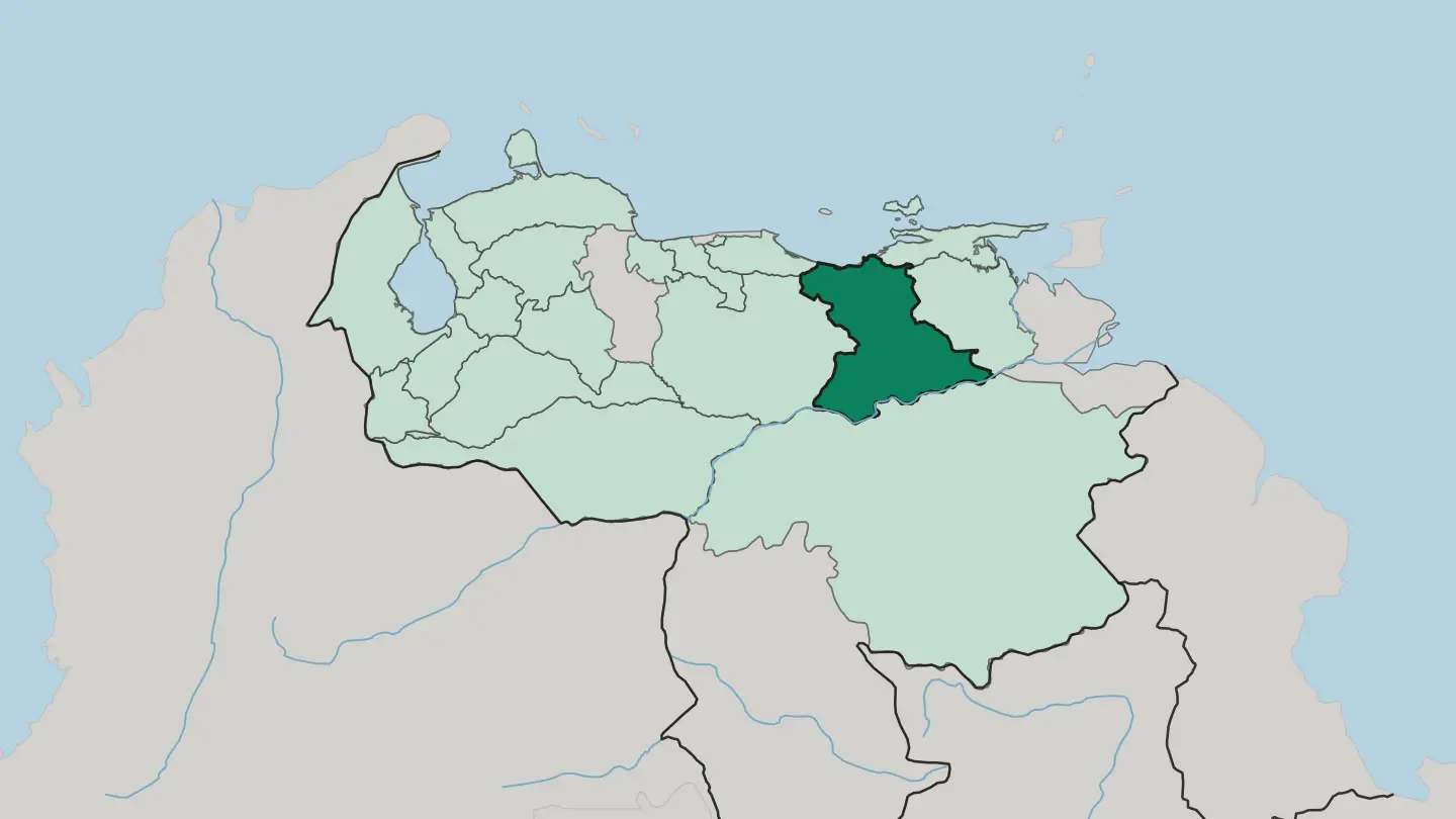 Map of Estado Anzoátegui in Venezuela