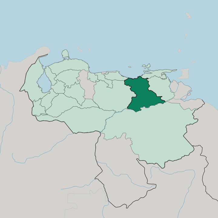 Map showing Estado Anzoátegui — In Venezuela