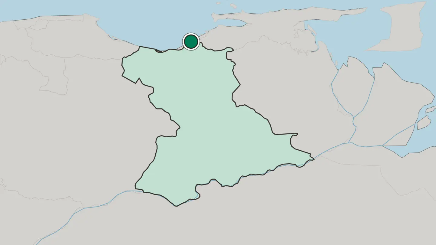 Map of Puerto La Cruz in Venezuela