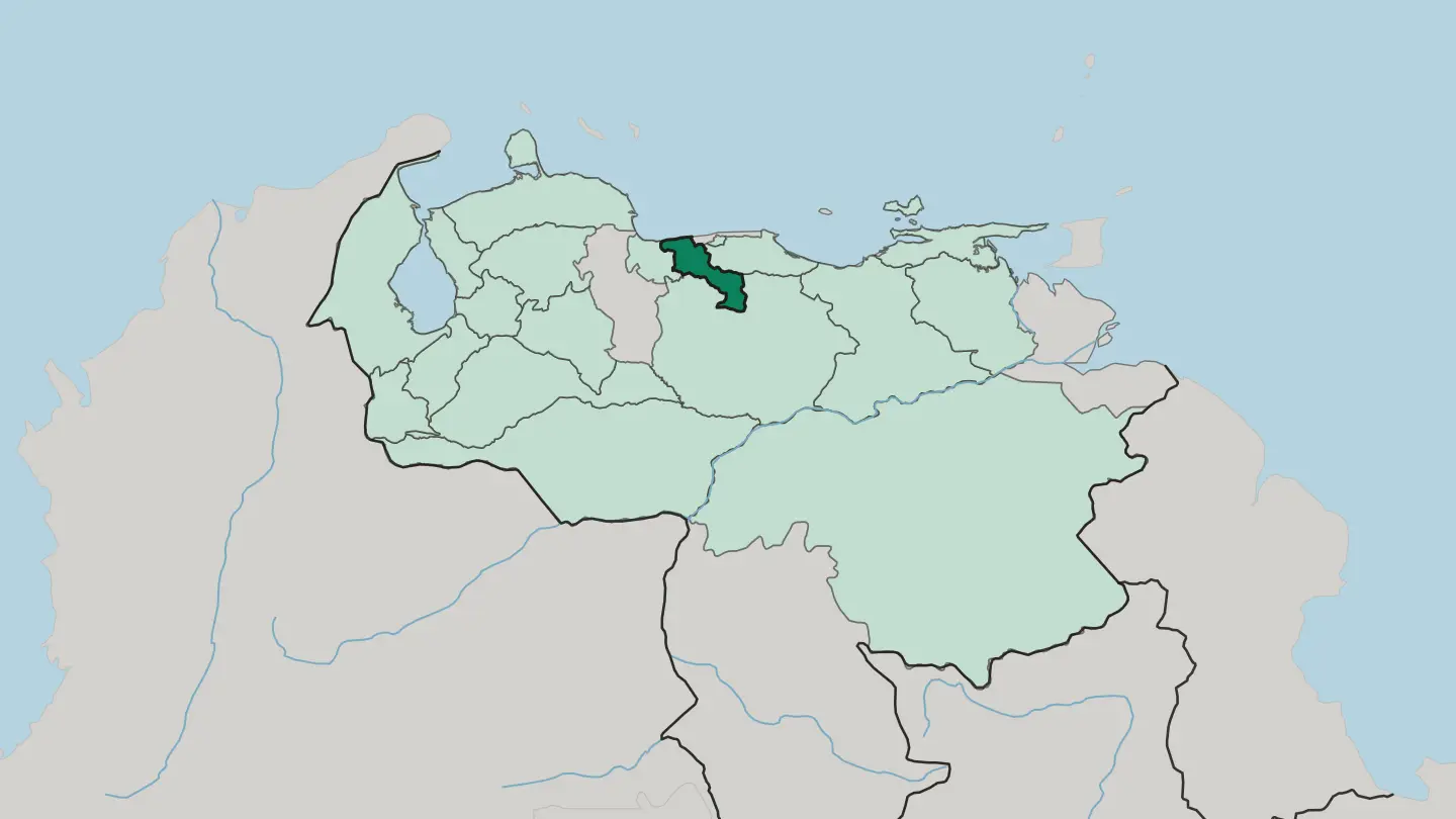 Map of Estado Aragua in Venezuela