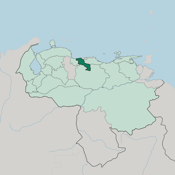 Map showing Estado Aragua — In Venezuela