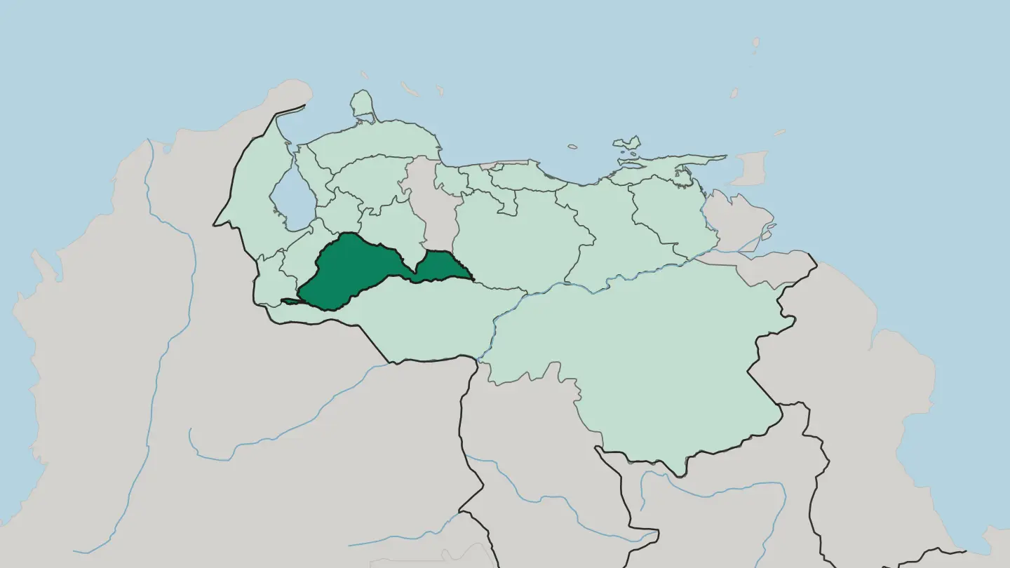Map of Estado Barinas in Venezuela